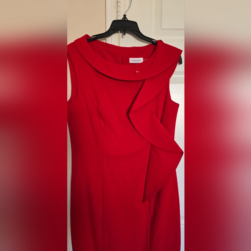 Calvin Klein Collection One Shoulder Red Dress
